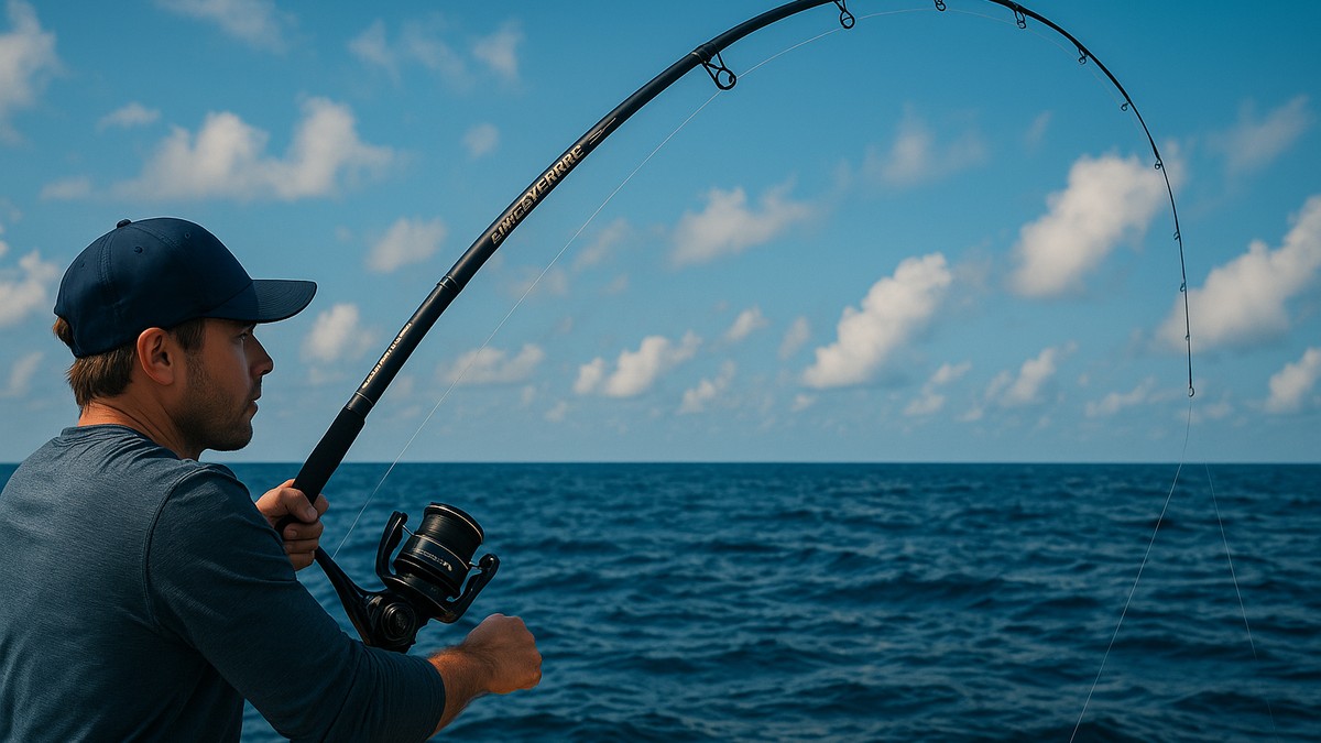 King Slayer 7.6 / 60gm rod on rocky shoreline